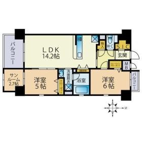 福岡市西区小戸４丁目の賃貸マンションの間取り|間取り図