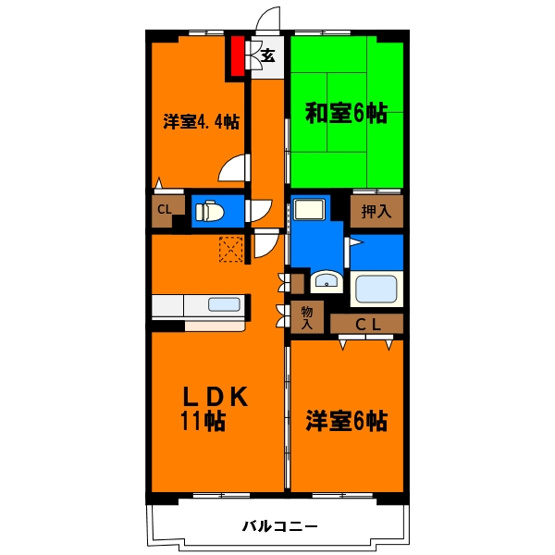 【間取り】 | グランドゥールレジデンス田園 | ファミリーにオススメの広々3LDK☆