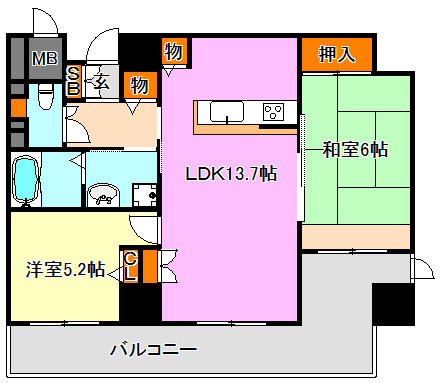 アスタ新長田タワーズコート2番館の間取り