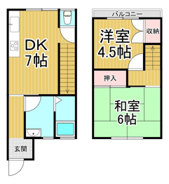 西宮市上田中町テラスハウスの間取り