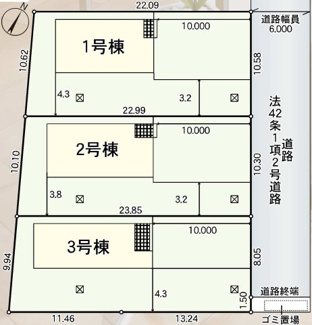 【区画図】 | 須賀川市影沼町新築一戸建て3棟