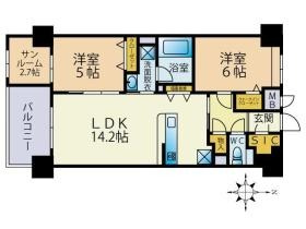 福岡市西区小戸４丁目の賃貸マンションの間取り|間取り図