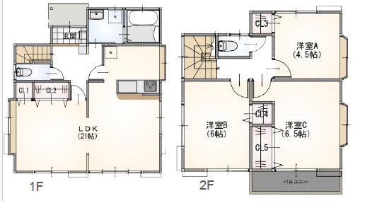 秦野市曽屋　中古戸建の間取り