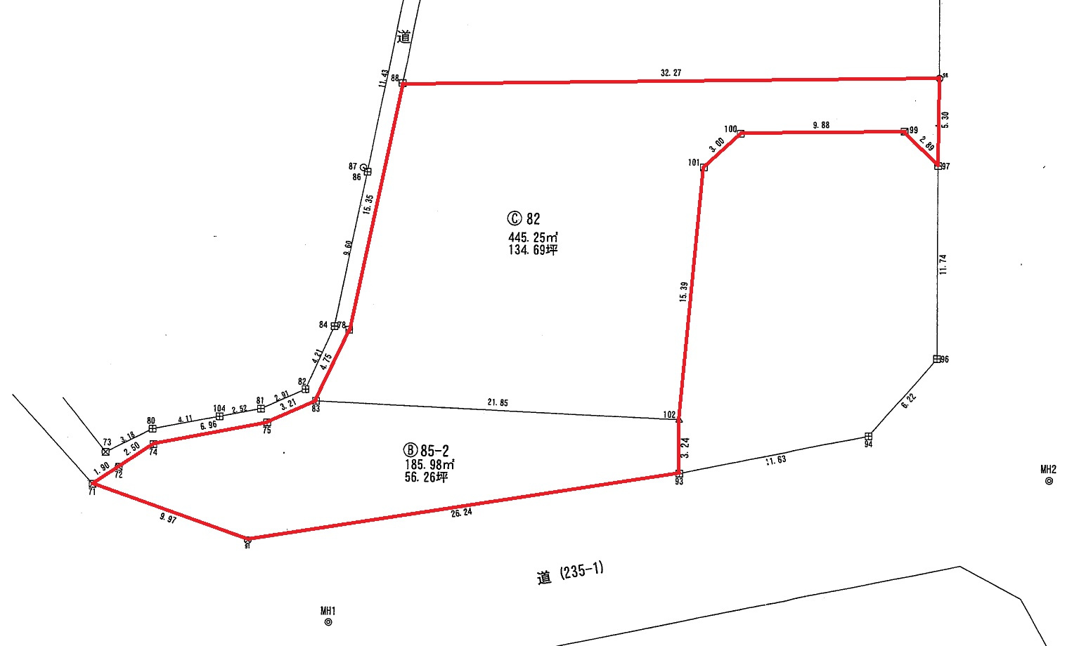 皆神台Bの土地図
