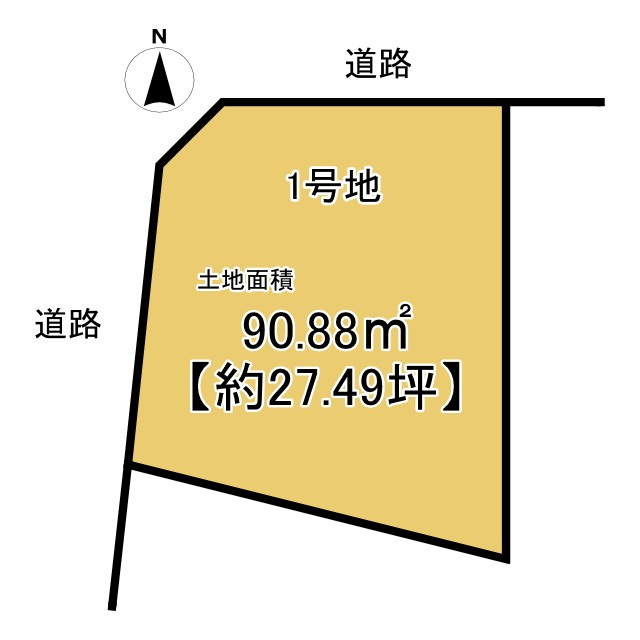 長岡京市調子一丁目の土地図|間口約10m×約6.8mの北西角地です。