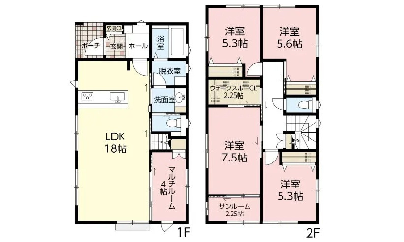 広島市安佐北区口田南８丁目　新築一戸建ての間取り