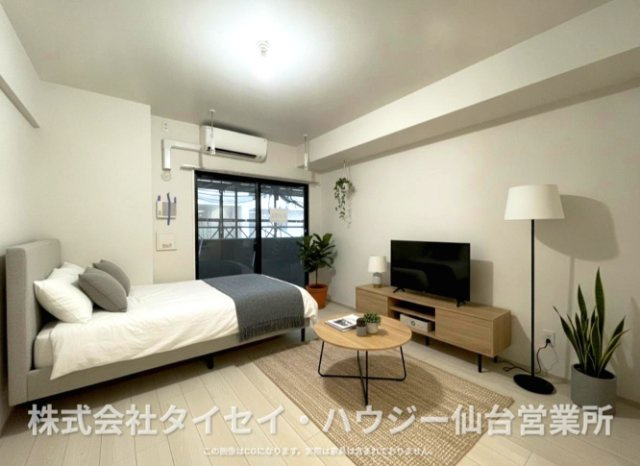 ＭＴＩマンション仙台卸町の居間・リビング|AIのCG作成イメージであり、実際に現地に家具は置かれていません