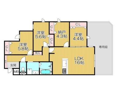 豊中市桜の町６丁目の賃貸マンションの間取り