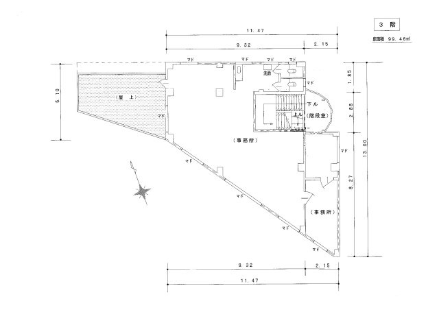 平塚市田村７丁目の店舗事務所の間取り|3階