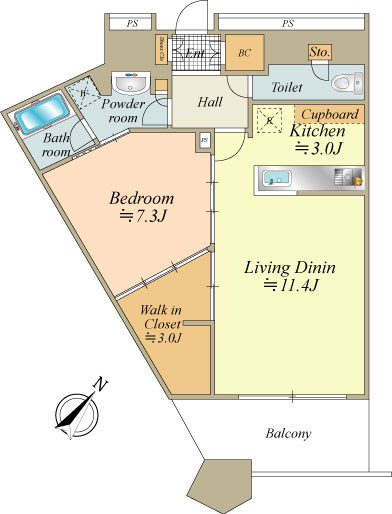 19階部分、南東向き住戸。