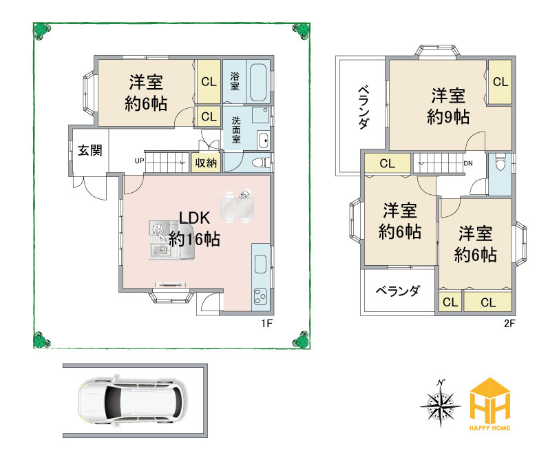 箕面市桜ケ丘4丁目中古一戸建て｜4LDK＋駐車1台可の間取り|※現況と図面が異なる場合現況を優先いたします。