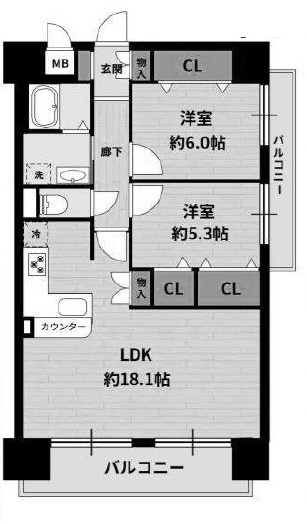 【間取り】 | アルモード京都西院 | 専有面積65.43㎡