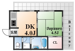 芦屋市東芦屋町の賃貸マンションの間取り