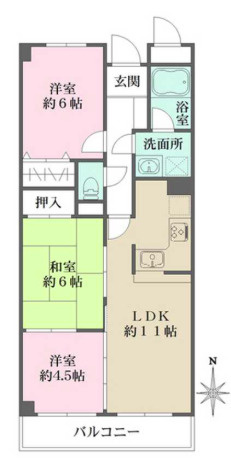 西宮市老松町の賃貸マンションの間取り