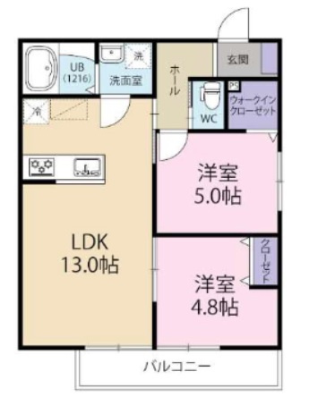 神戸市灘区箕岡通４丁目のアパートの間取り