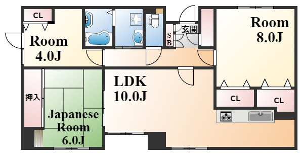 神戸市東灘区森北町３丁目の賃貸マンションの間取り