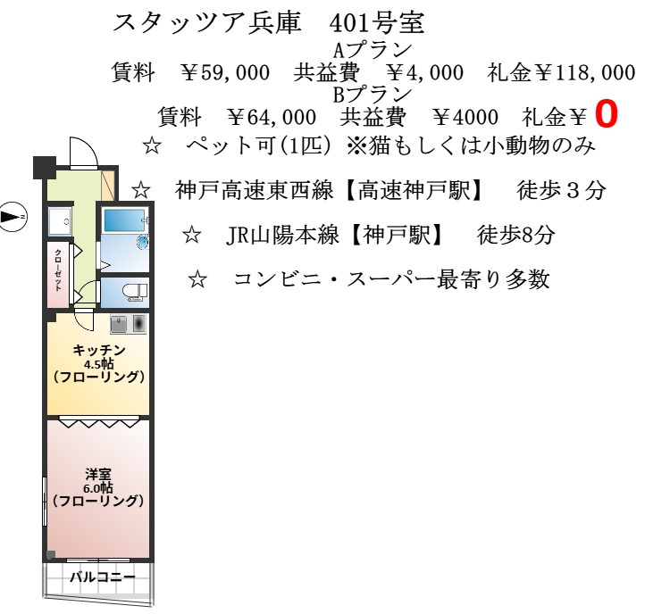 スタッツァ兵庫の間取り