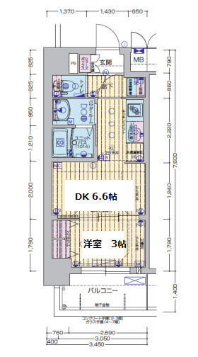 京都市南区東九条西河辺町の賃貸マンションの間取り