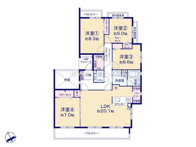 『八王子市マンション』南大沢学園瑞樹の丘【仲介手数料無料】　八王子市下柚木3-7の間取り|～仲介手数料無料☆八王子ひなた不動産～南大沢学園瑞樹の丘