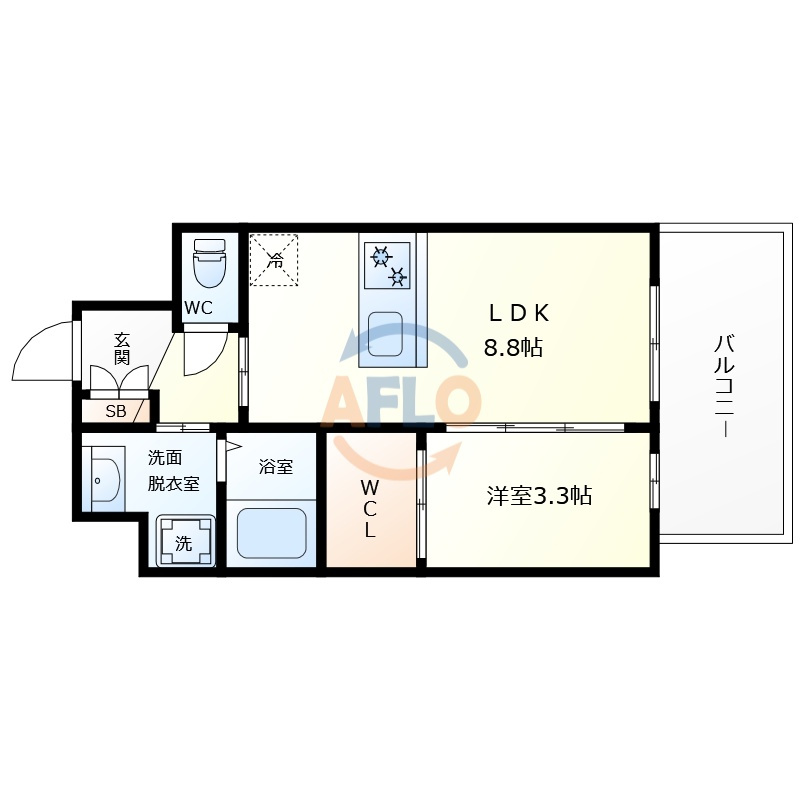 S-RESIDENCE難波西alterの間取り|S-RESIDENCE難波西alter　間取り