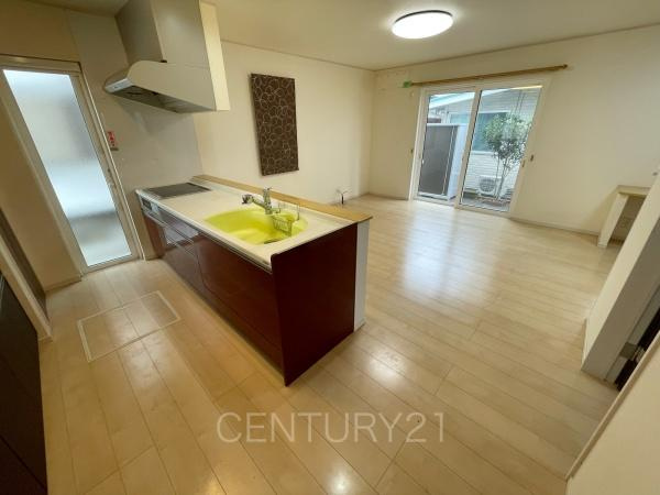 前橋市小屋原町中古一戸建てのキッチン|シンクも大きく洗い物もしやすい浄水器付。シャワーヘッドは引き出し可能、シンクの隅々まで洗い流せます。