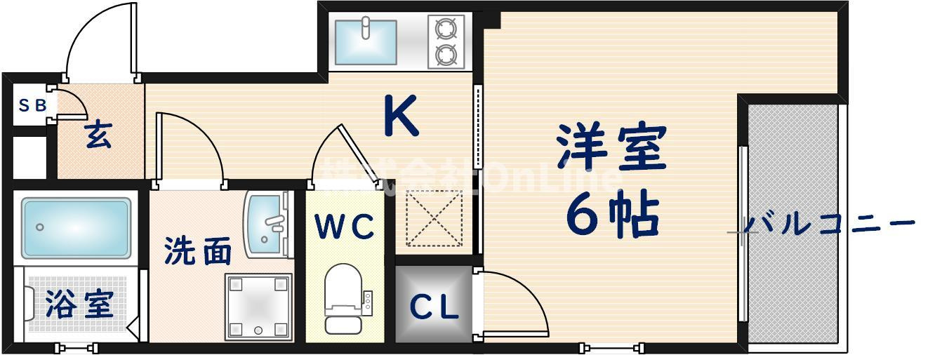 東大阪市小若江１丁目のアパートの間取り