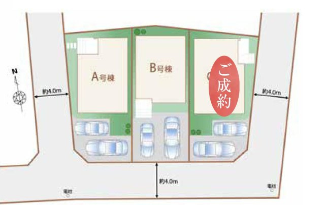 調布市深大寺北町6丁目 中央線 三鷹駅 新築戸建の区画図