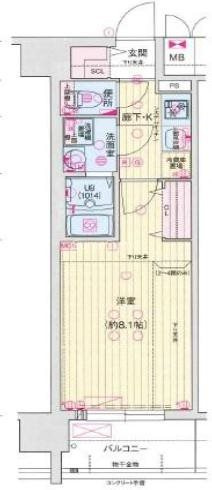 メルディアクレスト難波ソルテラスの間取り