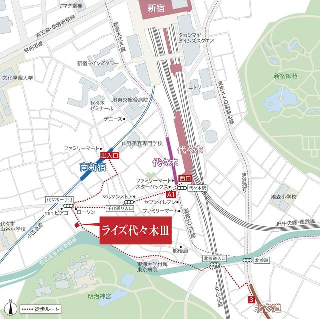 ライズ代々木Ⅲの地図
