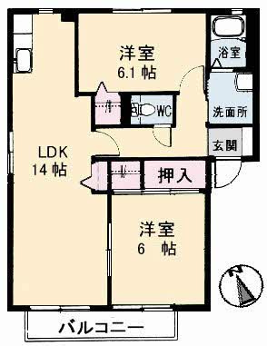 シャルマン高須 B棟の間取り