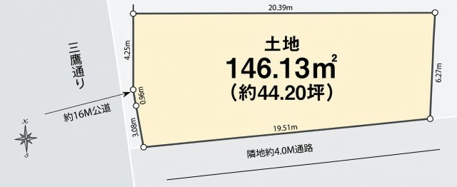 三鷹市下連雀7丁目 中央線 三鷹駅 売地の土地図