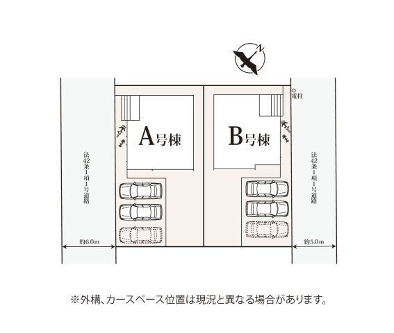 福岡市東区香椎6丁目第1-2棟（B号棟）の区画図|配置図（2号棟）