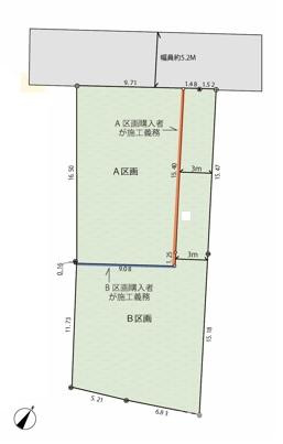 藤沢市鵠沼松が岡4丁目　売地　全2区画の土地図|対象A区画