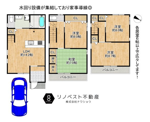 東大阪市菱屋東3丁目の間取り|2026年6月内装リフォーム完成♪
家事導線の良い間取りです！