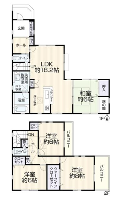 八王子市　鑓水　中古戸建ての間取り|～東向き4LDK　全室6帖以上の快適住空間～