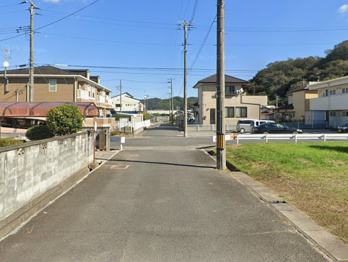 【新築戸建】　いわき市内郷白水町第1　長期優良住宅の前面道路含む現地写真|1.2号棟北側6ｍ公道。接道幅員6ｍで駐車もらくちんです♪