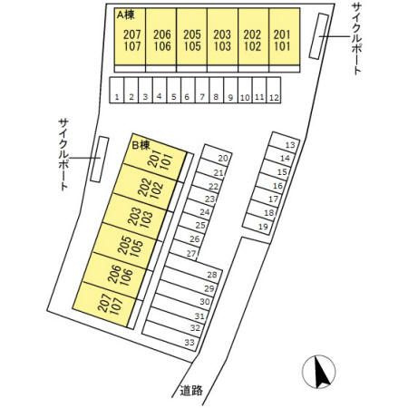 ラウレア福田　B棟　B棟の区画図