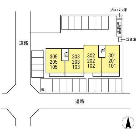 プレジオあくら　C棟の区画図