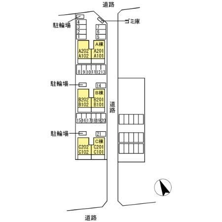 フォブール当新田　A棟の区画図