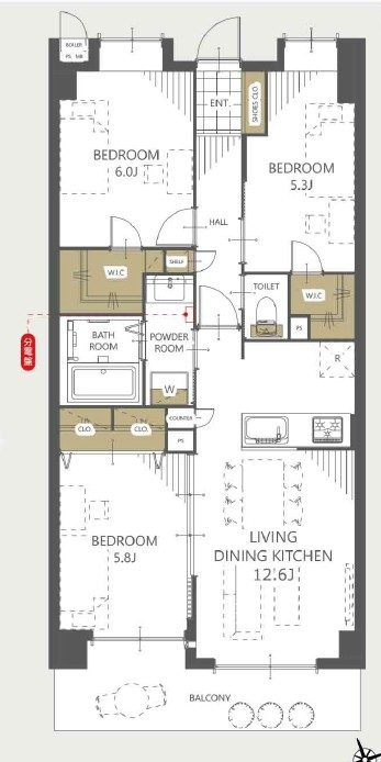 ライオンズマンション河辺東の間取り