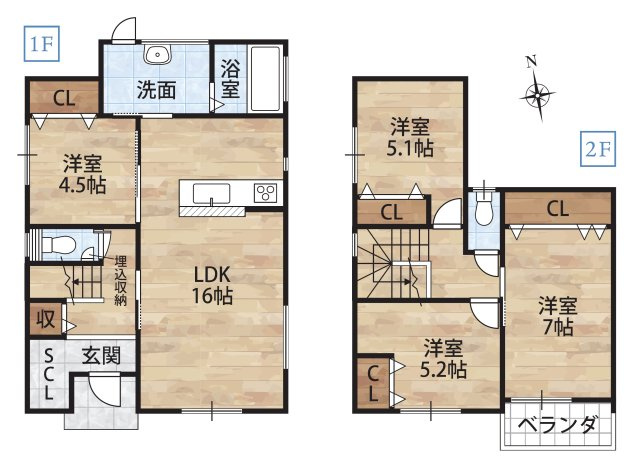 紀美野中学校前2区画・新築戸建の間取り