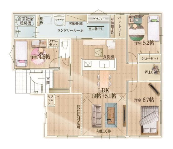 太宰府市石坂2丁目第5-1棟（1号棟）の間取り