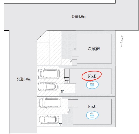 【本日ご案内可能】愛知県知多郡東浦町大字石浜字中央20-10の区画図|全体区画数｜全3棟
◆駐車2台可能！(但し、車種による)
◎まずは、お気軽にお問い合わせください。現地を案内しながら周辺環境も見て頂けます。