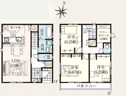 沖縄市松本3期（全2棟）ラスト1号棟の間取り|1号棟　