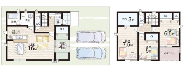 亀岡市北古世町　第1期　新築一戸建ての間取り|1号地