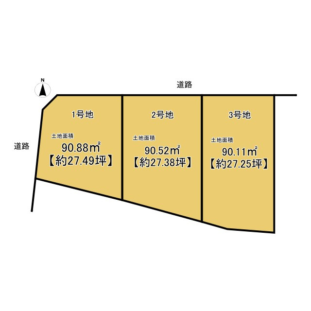長岡京市調子一丁目の土地図|全3区画の分譲地