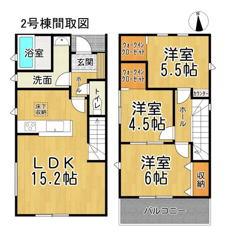リーブルファイン新舞子第4　2号棟の間取り|○●間取り図●○