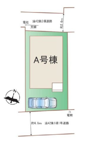富士見市鶴瀬西３丁目の新築一戸建の区画図|両面道路で開放感のある立地！