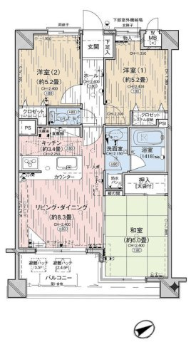 【間取り】 | カインドステージ相武台 | 3LDKは、リビングダイニングキッチンと3つの居室がある間取り。ファミリー層に非常に人気の高い間取りで、広々としたリビングで家族団らんを楽しみ、個室でプライベートな時間も確保できるのが大きな魅力です。