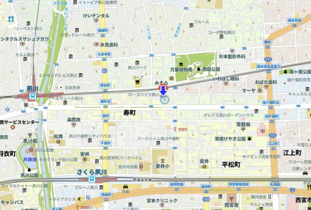 ローズハイツ夙川の地図
